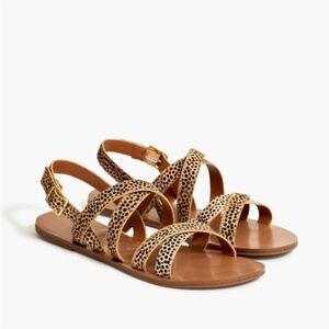 J. Crew Tan and Black Animal Print Sandals